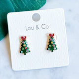 Enamel Christmas Tree Stud Earrings