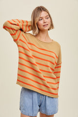 Striped Sweater With Balloon Sleeves