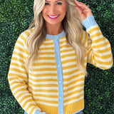 Contrast Colorblock Striped Cardigan