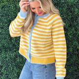 Contrast Colorblock Striped Cardigan
