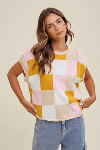 Multi-Color Checkered Sweater