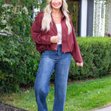 Microsuede Bubble Hem Jacket