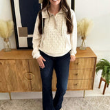 Crochet Mixed Fleece Quarter Zip Pullover