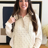 Crochet Mixed Fleece Quarter Zip Pullover