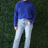 Gold Button Turtleneck Sweater
