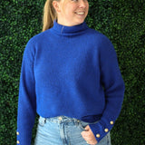 Gold Button Turtleneck Sweater