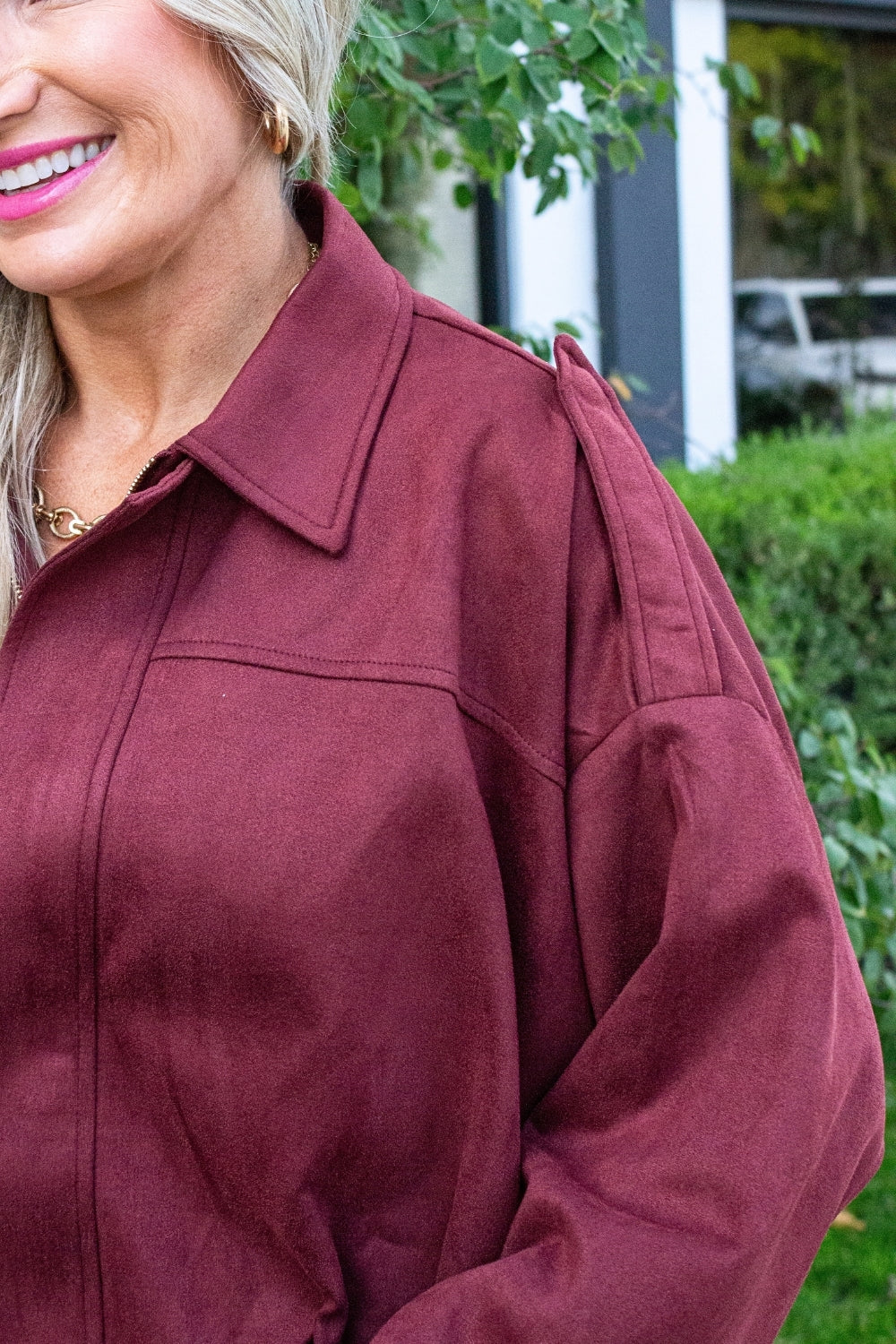 Microsuede Bubble Hem Jacket