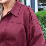 Microsuede Bubble Hem Jacket