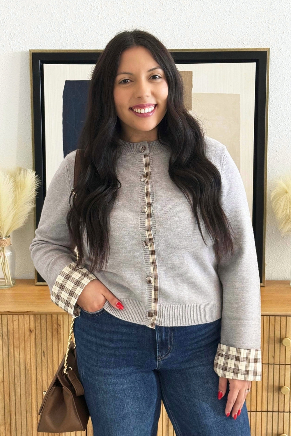 Contrast Print Cardigan
