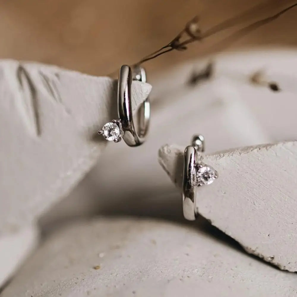 Stylish Gold Plated Rhinestones Stud Earrrings