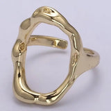 Oval Hammered Geometric Ring
