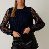 Dotted Balloon Sleeve Blouse