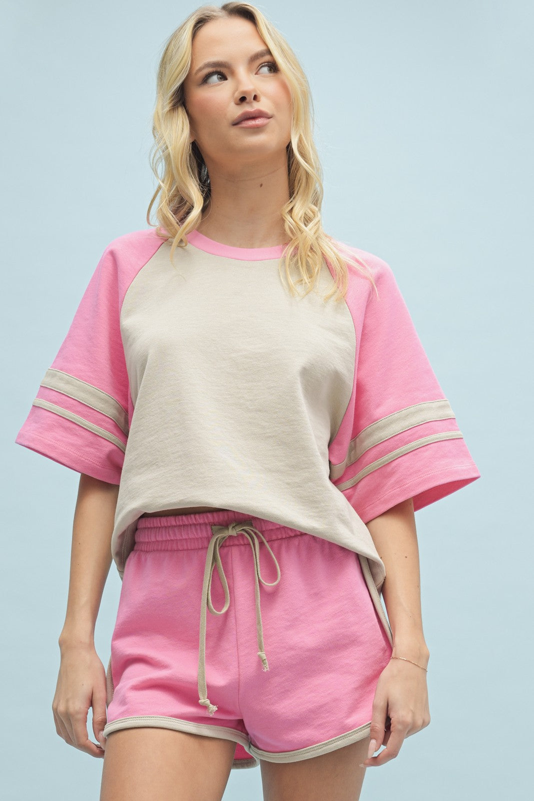 Contrast Drop Shoulder Top