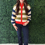 Bold Stripe Button Up Cardigan