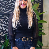 Mesh Sleeve Sweater Top
