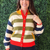 Bold Stripe Button Up Cardigan
