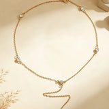 Elegant Gold Plated Rhinestone Pendant Y-Necklace