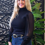 Mesh Sleeve Sweater Top