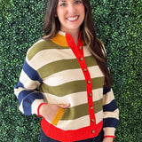 Bold Stripe Button Up Cardigan