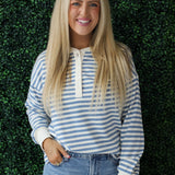Half Button Striped Sweatshirt