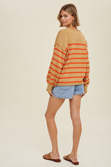 Striped Sweater With Balloon Sleeves
