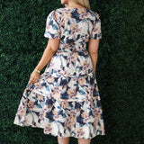 Floral Pintuck Pleat Midi Dress