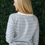 Half Button Striped Sweatshirt