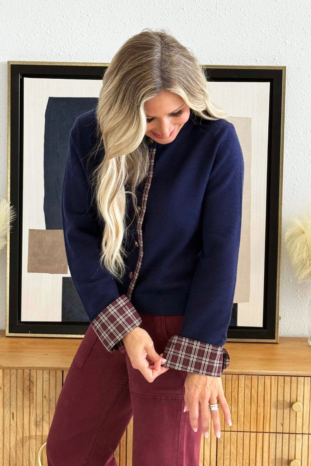 Contrast Print Cardigan