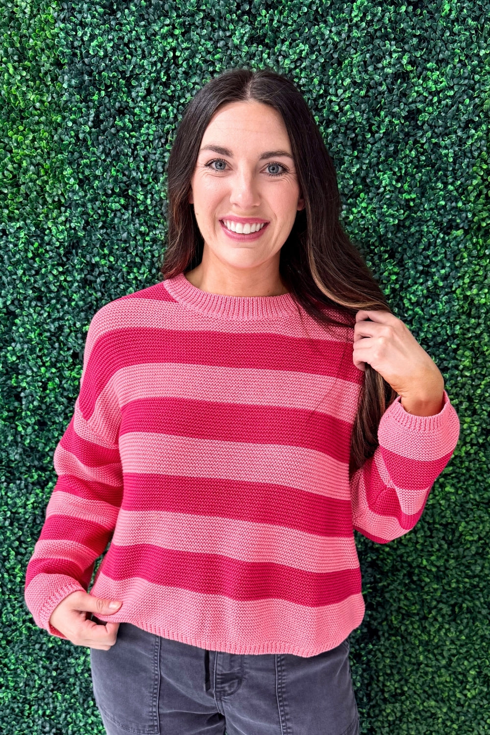 Striped Light Knit Pullover Sweater