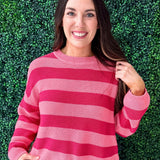 Striped Light Knit Pullover Sweater