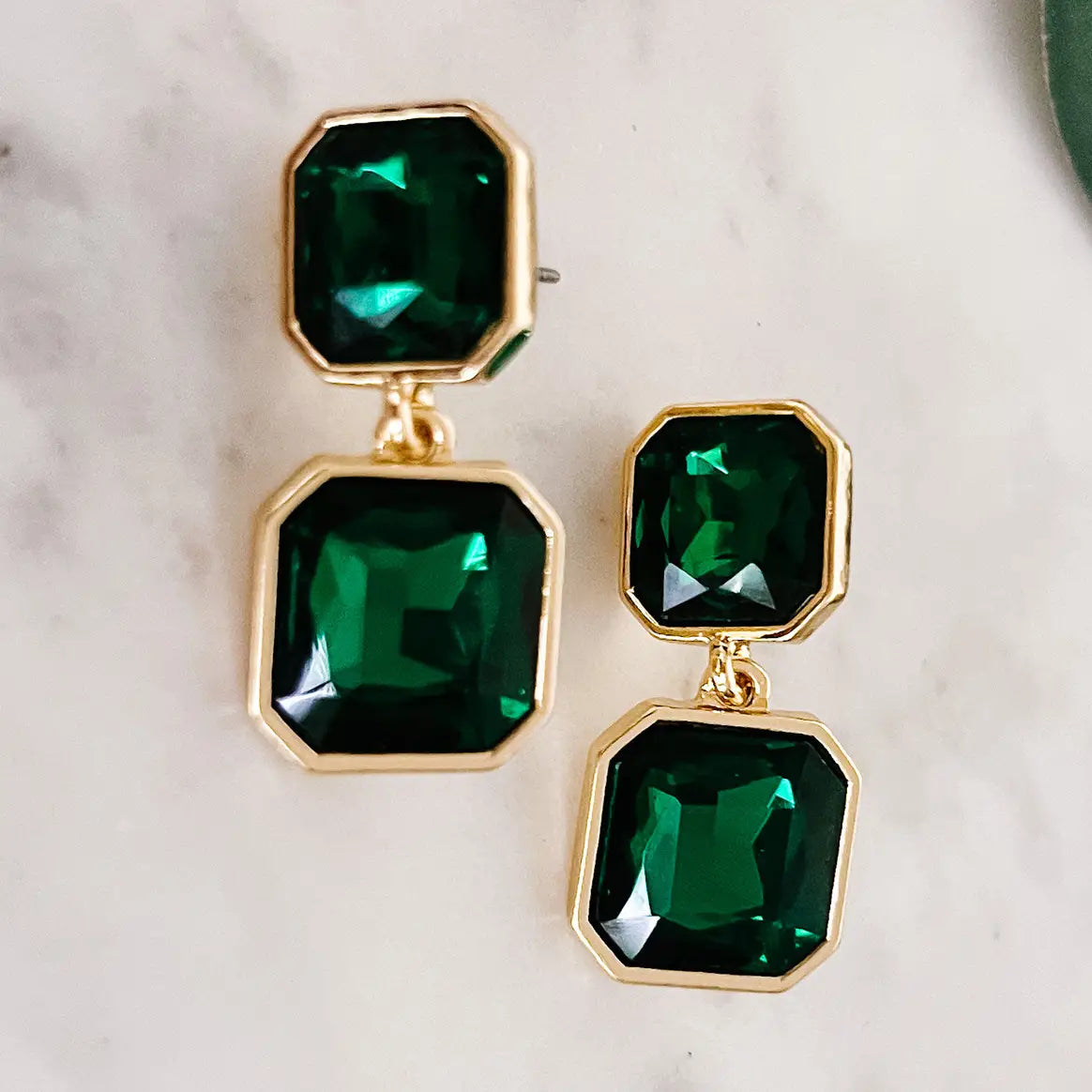 Two Tier Crystal Dangle Earrings