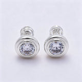 Clear CZ Round Bezel Stud Earrings