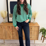 Long Sleeve Striped Sweatshirt