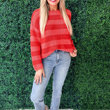 Striped Light Knit Pullover Sweater