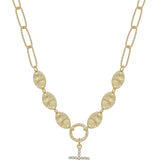 Chain with Hammered Circles and Rhinestone Cross Necklace
