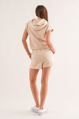 Sleeveless Button Front Hoodie