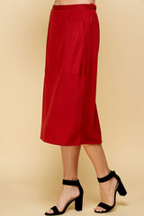 Solid Skirt With Pockets