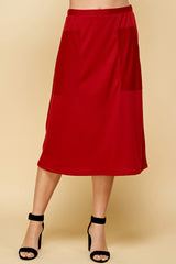 Solid Skirt With Pockets