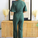 Angel Sleeve Jersey Crepe Jumpsuit