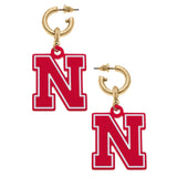 Nebraska Cornhuskers Resin Logo Drop Hood Earrings