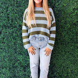 Striped Light Knit Pullover Sweater