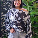 Long Sleeve One Shoulder Woven Top w/ Ties
