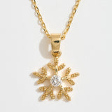 14K Gold Dipped CZ Stone Accent Snowflake Necklace