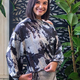 Long Sleeve One Shoulder Woven Top w/ Ties