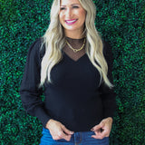 Mesh V Neck Sweater