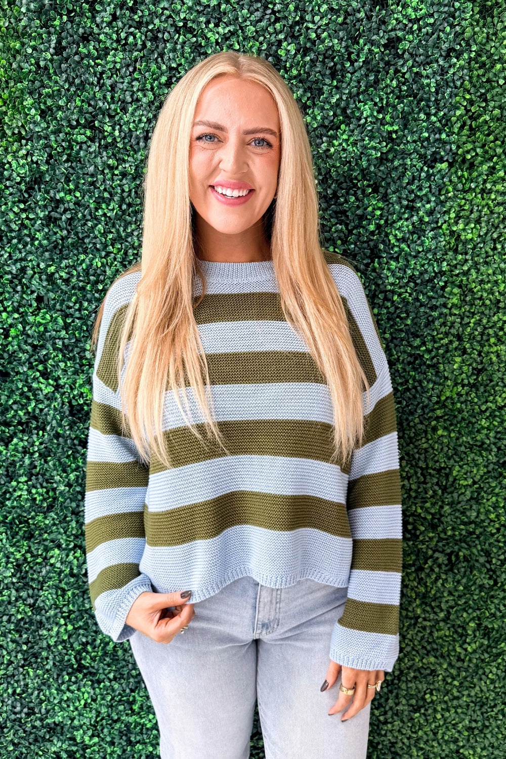 Striped Light Knit Pullover Sweater