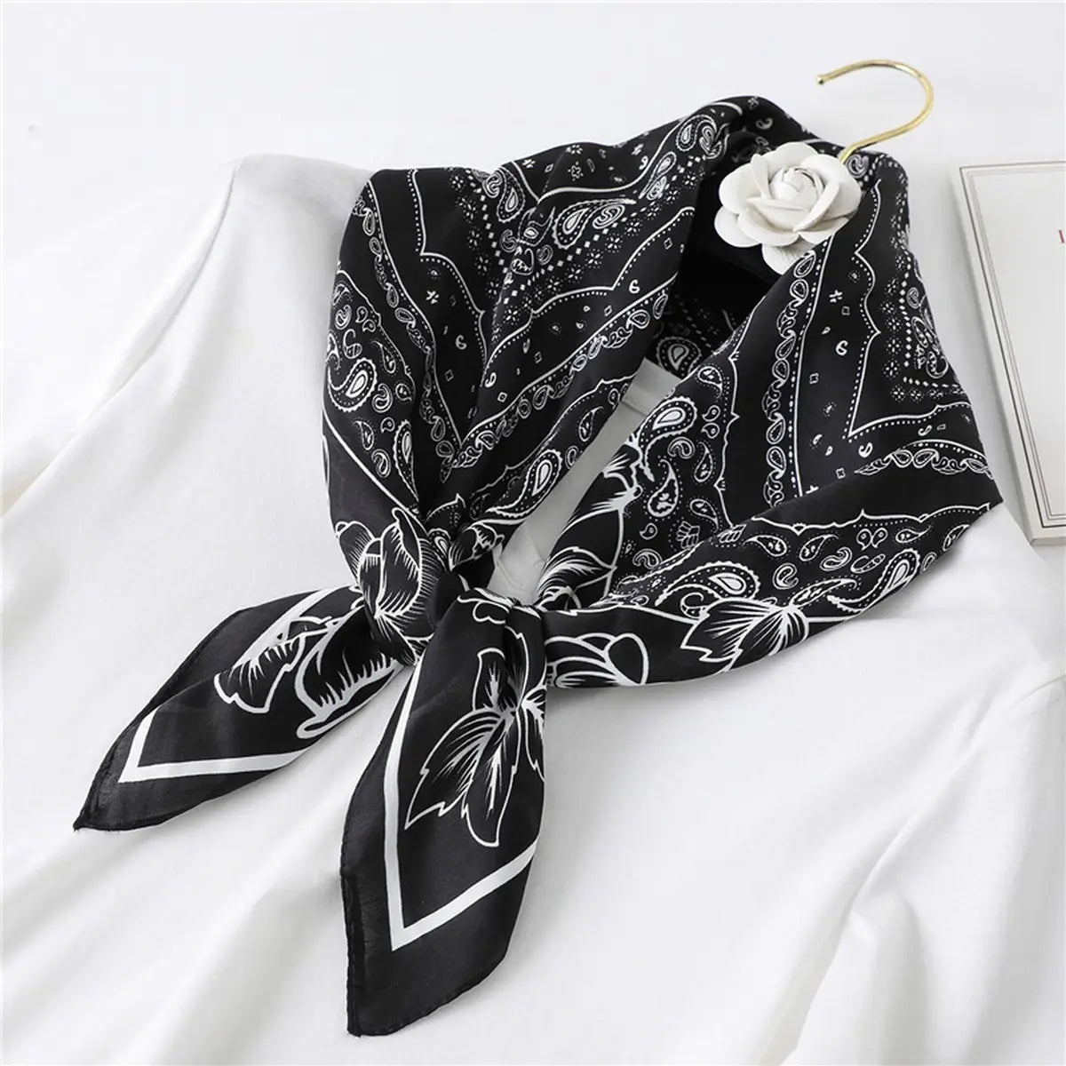 Paisley Lace Print Satin Square Scarf
