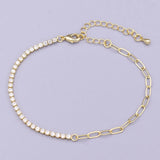 Half Tennis Half Paperclip Bracelet