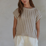 Open Knit Sleeveless Sweater Vest