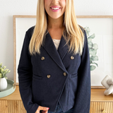 Textured Knit Double Breasted Blazer